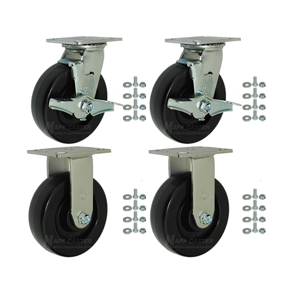 Mapp Caster Tool Box and Job Box Casters, 6" Polyolefin Wheel Casters, 2500 Cap. X46PO62